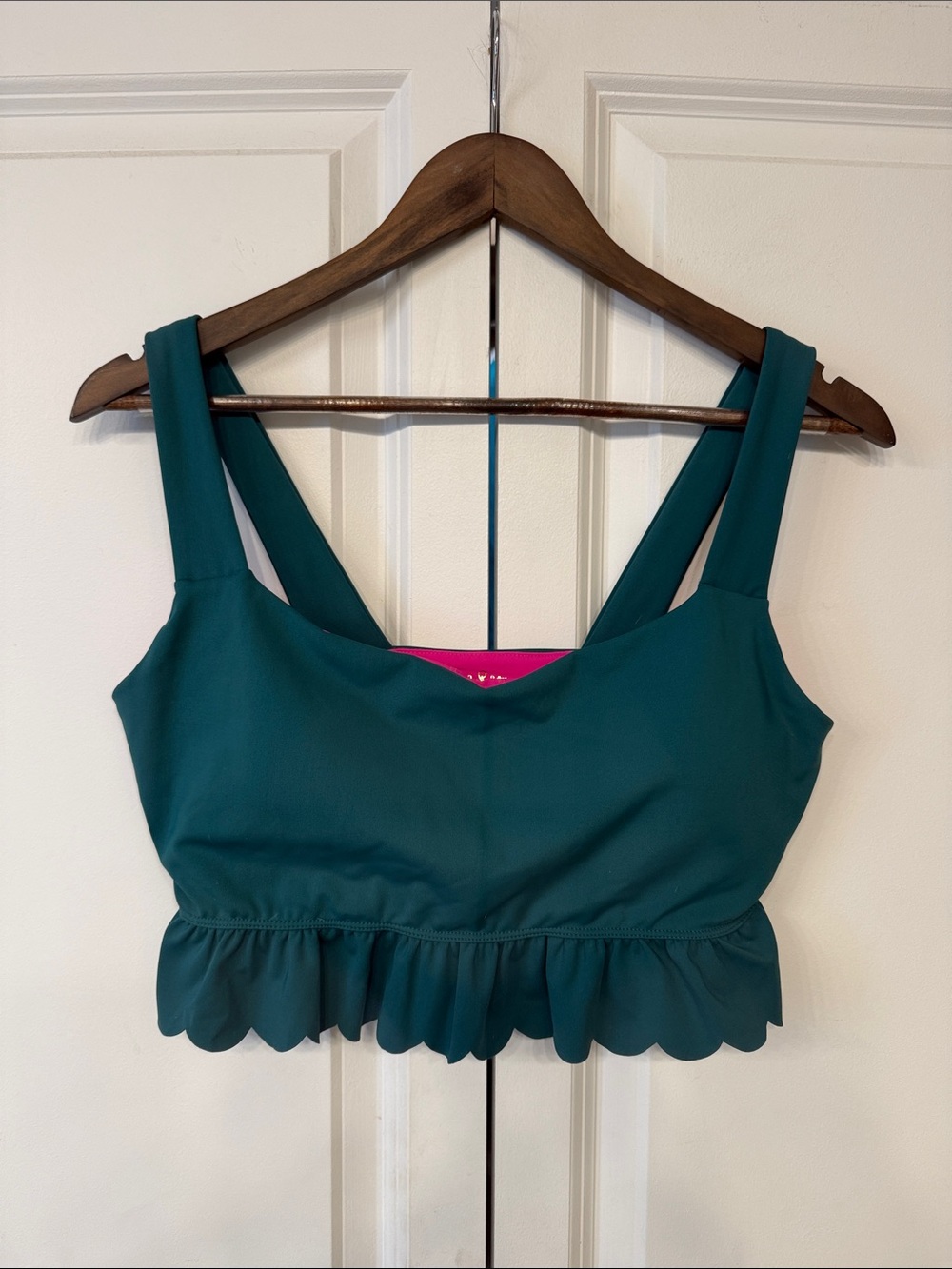 Lilly Pulitzer Teal Scallop Hem Crop Tank